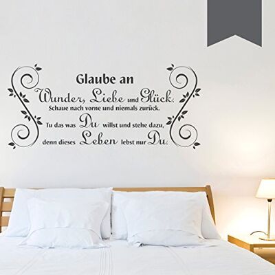 WANDKINGS Wandtattoo "Glaube an Wunder, Liebe und Glück. Schaue nach vorne und niemals zurück. Tu das was Du willst und stehe dazu, denn dieses Leben lebst nur Du." 50 x 22 cm dunkelgrau erhältlich in 33 Farben WANDKINGS Wandtattoo "Glaube an Wunder, Liebe und Glück. Schaue nach vorne und niemals zurück. Tu das was Du willst und stehe dazu, denn dieses Leben lebst nur Du." 50 x 22 cm dunkelgrau erhältlich in 33 Farben