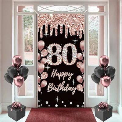 Tecreo 80 Geburtstag Dekorationen für Frauen, Happy 80 Years Old Stoff Schild Poster Rosegold Hintergrund Tür Banner, 80 Geburtstag Party Supplies Foto Hintergrund Willkommensschild, 180 cm x 90 cm Tecreo 80 Geburtstag Dekorationen für Frauen, Happy 80 Years Old Stoff Schild Poster Rosegold Hintergrund Tür Banner, 80 Geburtstag Party Supplies Foto Hintergrund Willkommensschild, 180 cm x 90 cm