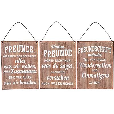 levandeo 3er Set Blechschilder H20cm Freundschaft Sprüche Braun Wandbild Wanddeko Deko Geschenk levandeo 3er Set Blechschilder H20cm Freundschaft Sprüche Braun Wandbild Wanddeko Deko Geschenk