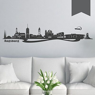 WANDKINGS Wandtattoo Skyline Augsburg (mit Sehenswürdigkeiten und Wahrzeichen der Stadt) 135 x 23 cm dunkelgrau erhältlich in 33 Farben WANDKINGS Wandtattoo Skyline Augsburg (mit Sehenswürdigkeiten und Wahrzeichen der Stadt) 135 x 23 cm dunkelgrau erhältlich in 33 Farben