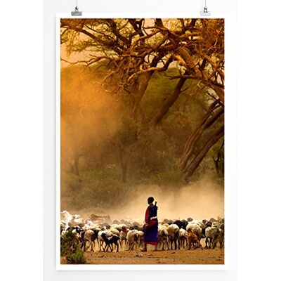 Zone Home Bild Landschaft Natur – Schäfer mit Schafherde- Poster Fotodruck in höchster Qualität Zone Home Bild Landschaft Natur – Schäfer mit Schafherde- Poster Fotodruck in höchster Qualität