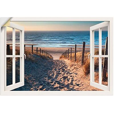 ARTLAND Wanddeko Wandtattoo selbstklebende Vinylfolie Fensterblick Fenster Strand Düne Meer Maritim Landschaft Küste Natur T6BV ARTLAND Wanddeko Wandtattoo selbstklebende Vinylfolie Fensterblick Fenster Strand Düne Meer Maritim Landschaft Küste Natur T6BV