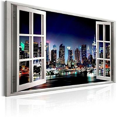 Visario Leinwandbild 120x80 cm 5003 Fenster Blick New York Skyline Panorama Kunstdruck auf Leinwand mit echtem Holzrahmen fertig aufgespannt Wandbild Wanddeko Wohnzimmer Schlafzimmer Büro modern Visario Leinwandbild 120x80 cm 5003 Fenster Blick New York Skyline Panorama Kunstdruck auf Leinwand mit echtem Holzrahmen fertig aufgespannt Wandbild Wanddeko Wohnzimmer Schlafzimmer Büro modern