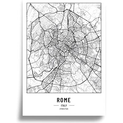 Cool Factory Poster Stadtplan A4 Schwarz Weiss, Papier 250 gr. Bild für Wohnzimmer und Schlafzimmer, Sehr viele Stadtmuster, minimalistisches Poster, perfekte Geschenkidee, Ohne Rahmen, Poster Rome Cool Factory Poster Stadtplan A4 Schwarz Weiss, Papier 250 gr. Bild für Wohnzimmer und Schlafzimmer, Sehr viele Stadtmuster, minimalistisches Poster, perfekte Geschenkidee, Ohne Rahmen, Poster Rome