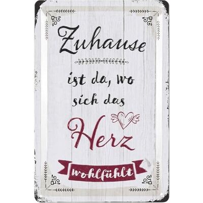LANOLU Retro Blechschild ZUHAUSE SCHILD Zuhause ist wo dein Herz schlägt Geschenk Einzug Haus, Geschenk Richtfest Haus, in deinem Herzen wohnt das Glück, Einzugsgeschenke Haus, 20x30cm LANOLU Retro Blechschild ZUHAUSE SCHILD Zuhause ist wo dein Herz schlägt Geschenk Einzug Haus, Geschenk Richtfest Haus, in deinem Herzen wohnt das Glück, Einzugsgeschenke Haus, 20x30cm