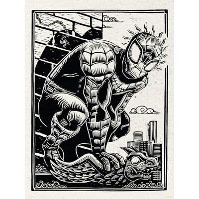 Komar Wandbild- Marvel Spider-Man Lino-Cut Größe 30 x 40 cm Poster, Kinderzimmer, Dekoration gerollt ohne Rahmen, Schwarz-Weiß Komar Wandbild- Marvel Spider-Man Lino-Cut Größe 30 x 40 cm Poster, Kinderzimmer, Dekoration gerollt ohne Rahmen, Schwarz-Weiß