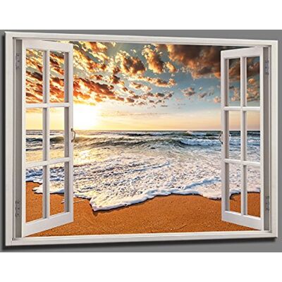 Visario Leinwandbild 120 x 80 cm 5006 Strand Fensterblick Meer Panorama Bild auf Leinwand Kunstdruck Wandbild fertig gerahmt Holzrahmen Wanddekoration Wohnzimmer Schlafzimmer modern Natur 5006 Visario Leinwandbild 120 x 80 cm 5006 Strand Fensterblick Meer Panorama Bild auf Leinwand Kunstdruck Wandbild fertig gerahmt Holzrahmen Wanddekoration Wohnzimmer Schlafzimmer modern Natur 5006