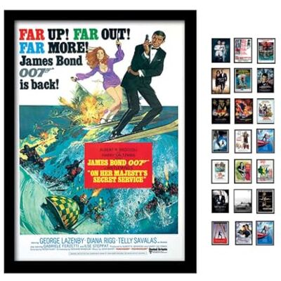 iPosters James Bond Gerahmter Kunstdruck, mit Motiv, englischem Text Her Majesty's Service, A3 iPosters James Bond Gerahmter Kunstdruck, mit Motiv, englischem Text Her Majesty's Service, A3
