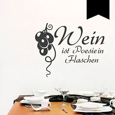 WANDKINGS Wandtattoo Wein ist Poesie in Flaschen. 40 x 31 cm schwarz erhältlich in 33 Farben WANDKINGS Wandtattoo Wein ist Poesie in Flaschen. 40 x 31 cm schwarz erhältlich in 33 Farben
