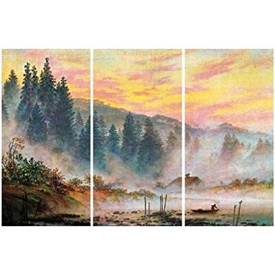 1art1 Caspar David Friedrich Poster Der Morgen, Um 1820, 3-Teilig Bilder Leinwand-Bild Auf Keilrahmen XXL-Wandbild Poster Kunstdruck Als Leinwandbild 120x80 cm 1art1 Caspar David Friedrich Poster Der Morgen, Um 1820, 3-Teilig Bilder Leinwand-Bild Auf Keilrahmen XXL-Wandbild Poster Kunstdruck Als Leinwandbild 120x80 cm
