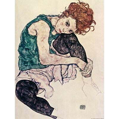 1art1 Egon Schiele Poster Die Frau des Künstlers, Sitzende Frau, 1917 Kunstdruck Bild 80x60 cm 1art1 Egon Schiele Poster Die Frau des Künstlers, Sitzende Frau, 1917 Kunstdruck Bild 80x60 cm