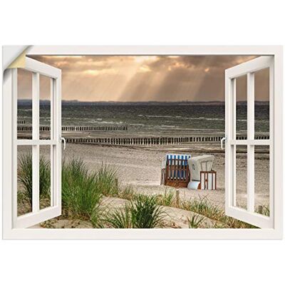 ARTLAND Wanddeko Wandtattoo selbstklebende Vinylfolie Fensterblick Fenster Strand Düne Meer Maritim Strandkorb Küste Insel T6AM ARTLAND Wanddeko Wandtattoo selbstklebende Vinylfolie Fensterblick Fenster Strand Düne Meer Maritim Strandkorb Küste Insel T6AM