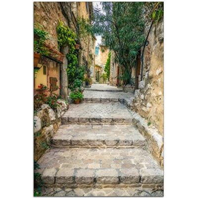 Wallario Outdoor-Poster für Garten oder Balkon Alte steinerne Gasse in Südfrankreich, Motivbanner Größe: ca. 60 x 90 cm, Outdoor-Bild Wallario Outdoor-Poster für Garten oder Balkon Alte steinerne Gasse in Südfrankreich, Motivbanner Größe: ca. 60 x 90 cm, Outdoor-Bild