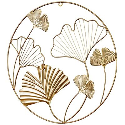 levandeo Wandbild Ø40cm Ginkgo Gold Metall Wanddeko Wandhänger Metallbild Dekoration Wandobjekt Deko Bild levandeo Wandbild Ø40cm Ginkgo Gold Metall Wanddeko Wandhänger Metallbild Dekoration Wandobjekt Deko Bild