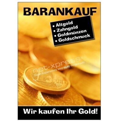 net-xpress Plakat Wir kaufen Ihr Gold DIN A1, Werbeplakat Poster Goldankauf net-xpress Plakat Wir kaufen Ihr Gold DIN A1, Werbeplakat Poster Goldankauf