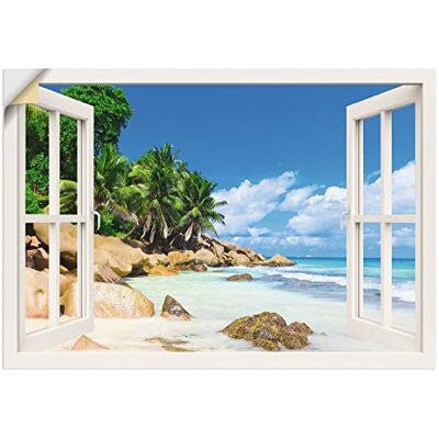 ARTLAND Wanddeko Wandtattoo selbstklebende Vinylfolie 130x90 cm Querformat Fensterblick Strand Karibik Meer Palmen Südsee Natur U1UC ARTLAND Wanddeko Wandtattoo selbstklebende Vinylfolie 130x90 cm Querformat Fensterblick Strand Karibik Meer Palmen Südsee Natur U1UC