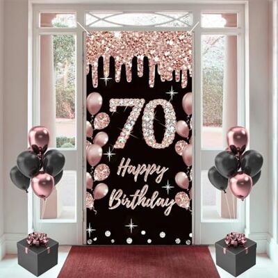 Tecreo 70 Geburtstag Dekorationen für Frauen, Happy 70 Years Old Stoff Schild Poster Rosegold Hintergrund Tür Banner, 70 Geburtstag Party Supplies Foto Hintergrund Willkommensschild, 180 cm x 90 cm Tecreo 70 Geburtstag Dekorationen für Frauen, Happy 70 Years Old Stoff Schild Poster Rosegold Hintergrund Tür Banner, 70 Geburtstag Party Supplies Foto Hintergrund Willkommensschild, 180 cm x 90 cm