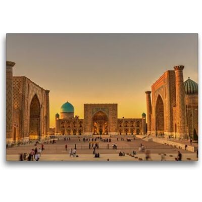 CALVENDO Leinwand · Premium Textil-Leinwand 75 cm x 50 cm quer Registan Platz in Samarkand · 75 × 50 cm quer · Textil-Leinwand auf Keilrahmen · Leinwand CALVENDO Leinwand · Premium Textil-Leinwand 75 cm x 50 cm quer Registan Platz in Samarkand · 75 × 50 cm quer · Textil-Leinwand auf Keilrahmen · Leinwand