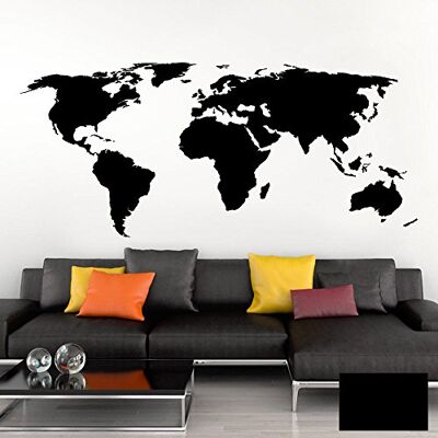 Grandora Wandtattoo Weltkarte Erde Globus Karte I schwarz 80 x 35 cm I Welt Atlas Schlafzimmer Wohnzimmer Wandsticker Wandaufkleber W698 Grandora Wandtattoo Weltkarte Erde Globus Karte I schwarz 80 x 35 cm I Welt Atlas Schlafzimmer Wohnzimmer Wandsticker Wandaufkleber W698