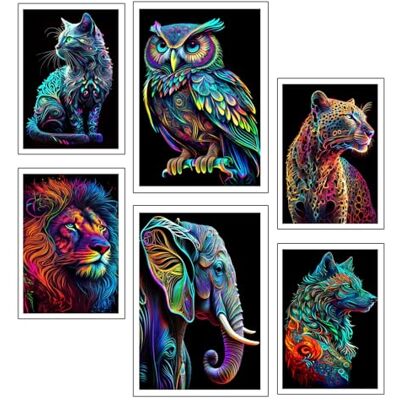 DKORARTE Set mit 6 Holzbildern, Dekoration für modernes Wohnzimmer, Schlafzimmer, Zimmer, Natur und Tiere mit Metallaufhängern (2 x 38 x 29 cm, 4 x 29 x 20 cm) DKORARTE Set mit 6 Holzbildern, Dekoration für modernes Wohnzimmer, Schlafzimmer, Zimmer, Natur und Tiere mit Metallaufhängern (2 x 38 x 29 cm, 4 x 29 x 20 cm)