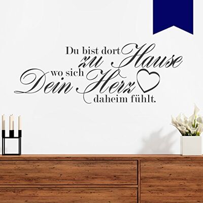 WANDKINGS Wandtattoo Du bist dort zu Hause wo Sich Dein Herz daheim fühlt. (mit Herz) 60 x 22 cm dunkelblau erhältlich in 33 Farben WANDKINGS Wandtattoo Du bist dort zu Hause wo Sich Dein Herz daheim fühlt. (mit Herz) 60 x 22 cm dunkelblau erhältlich in 33 Farben