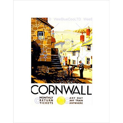Wee Blue Coo B12X10217 Kunstdruck mit Rahmen, Motiv CorNWall England Wee Blue Coo B12X10217 Kunstdruck mit Rahmen, Motiv CorNWall England