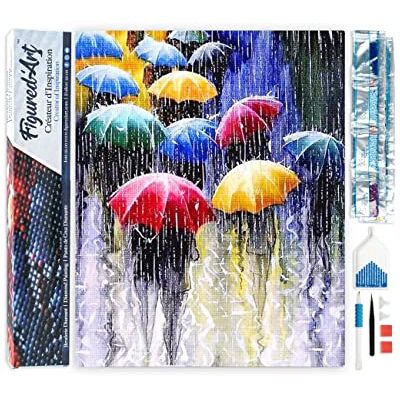 ART Diamond Painting Erwachsene 40x50cm Ganze Leinwand gerollt Regenschirme im Regen 5D Bilder Eckige Steine DIY Set Basteln ART Diamond Painting Erwachsene 40x50cm Ganze Leinwand gerollt Regenschirme im Regen 5D Bilder Eckige Steine DIY Set Basteln