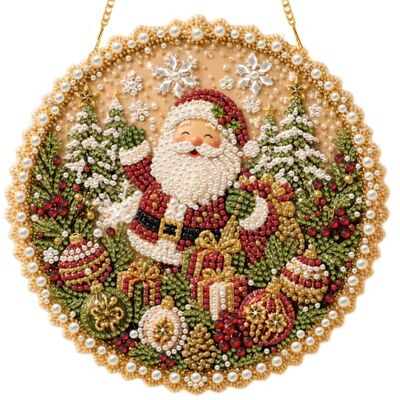 Generic 5D-Diamant-Kunst-Gemälde, Kunstwerk-Set, Weihnachtsmann, 23,9 x 23,9 cm, Doppelseitiger Aufhänger aus PET, Metallkette, Strass, komplettes Bohrset, Stiftablage, Wachs, Fensterdekoration Generic 5D-Diamant-Kunst-Gemälde, Kunstwerk-Set, Weihnachtsmann, 23,9 x 23,9 cm, Doppelseitiger Aufhänger aus PET, Metallkette, Strass, komplettes Bohrset, Stiftablage, Wachs, Fensterdekoration
