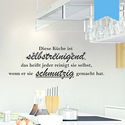 WANDKINGS Wandtattoo Diese Küche ist selbstreinigend, das heißt jeder reinigt sie selbst, wenn er sie schmutzig gemacht hat. 50 x 17 cm lichtblau erhältlich in 33 Farben WANDKINGS Wandtattoo Diese Küche ist selbstreinigend, das heißt jeder reinigt sie selbst, wenn er sie schmutzig gemacht hat. 50 x 17 cm lichtblau erhältlich in 33 Farben