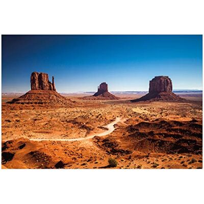 Wallario Poster Monument Valley unter blauem Himmel in Premiumqualität, Größe: 61 x 91,5 cm (Maxiposter) Wallario Poster Monument Valley unter blauem Himmel in Premiumqualität, Größe: 61 x 91,5 cm (Maxiposter)