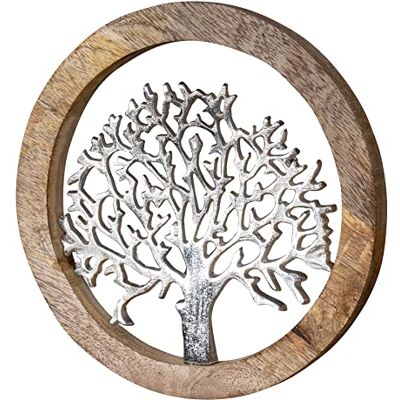levandeo Wandbild Ø25cm Lebensbaum Metall Holz Mango Silber Braun Bild Wand-Deko Hänger Wandhänger Wandobjekt levandeo Wandbild Ø25cm Lebensbaum Metall Holz Mango Silber Braun Bild Wand-Deko Hänger Wandhänger Wandobjekt
