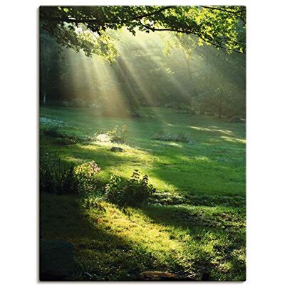 ARTLAND Lichtkegel Wandbild - Grün, 60x80cm, Leinwand & Metall ARTLAND Lichtkegel Wandbild - Grün, 60x80cm, Leinwand & Metall