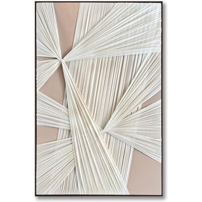 DRW Abstraktes Leinwandbild mit natürlichem Holzrahmen in Natur, Weiß und Beige, 120 x 80 x 4,5 cm DRW Abstraktes Leinwandbild mit natürlichem Holzrahmen in Natur, Weiß und Beige, 120 x 80 x 4,5 cm