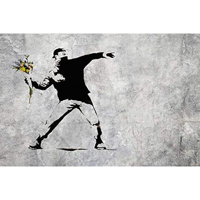 1art1 Banksy Poster Der Blumenwerfer, Graffiti Streetart Bilder Leinwand-Bild Auf Keilrahmen XXL-Wandbild Poster Kunstdruck Als Leinwandbild 120x80 cm 1art1 Banksy Poster Der Blumenwerfer, Graffiti Streetart Bilder Leinwand-Bild Auf Keilrahmen XXL-Wandbild Poster Kunstdruck Als Leinwandbild 120x80 cm