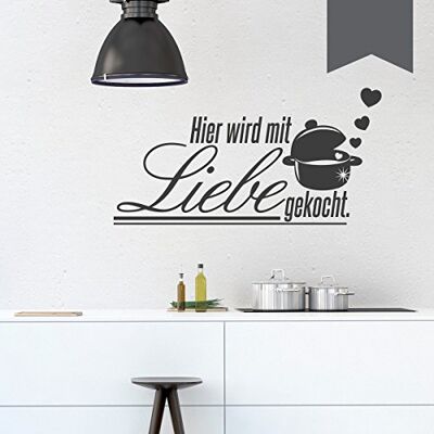 WANDKINGS Wandtattoo Hier Wird mit Liebe gekocht. (mit Kochtopf und Herzen) 50 x 26 cm dunkelgrau erhältlich in 33 Farben WANDKINGS Wandtattoo Hier Wird mit Liebe gekocht. (mit Kochtopf und Herzen) 50 x 26 cm dunkelgrau erhältlich in 33 Farben