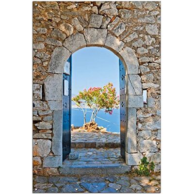 Wallario Outdoor-Poster für Garten oder Balkon Torbogen Toskana, Motivbanner Größe: ca. 120 x 180 cm, Outdoor-Bild Wallario Outdoor-Poster für Garten oder Balkon Torbogen Toskana, Motivbanner Größe: ca. 120 x 180 cm, Outdoor-Bild