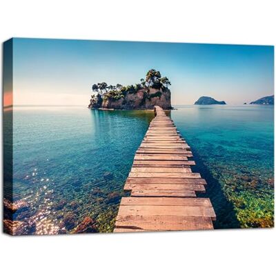 Visario Leinwandbild 120x80 cm 5033 Steg zur Insel Meer Strand Natur Panorama Wandbild Wohnzimmer Schlafzimmer Büro Kunstdruck auf Leinwand mit echtem Holzrahmen fertig aufgespannt - Visario Leinwandbild 120x80 cm 5033 Steg zur Insel Meer Strand Natur Panorama Wandbild Wohnzimmer Schlafzimmer Büro Kunstdruck auf Leinwand mit echtem Holzrahmen fertig aufgespannt -