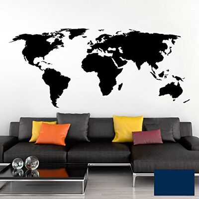 Grandora Wandtattoo Weltkarte Erde Globus Karte I dunkelblau 200 x 87 cm I Welt Atlas Schlafzimmer Wohnzimmer Wandsticker Wandaufkleber W698 Grandora Wandtattoo Weltkarte Erde Globus Karte I dunkelblau 200 x 87 cm I Welt Atlas Schlafzimmer Wohnzimmer Wandsticker Wandaufkleber W698