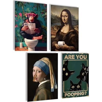 mojoliving Bilder Badezimmer Bilder Gäste WC Schild Badezimmer Poster Toilette WC Deko Bad Poster WC Deko Gästetoilette Bild (Funny Mona, Posterset 4x A4 (21x30cm) ohne Rahmen) mojoliving Bilder Badezimmer Bilder Gäste WC Schild Badezimmer Poster Toilette WC Deko Bad Poster WC Deko Gästetoilette Bild (Funny Mona, Posterset 4x A4 (21x30cm) ohne Rahmen)