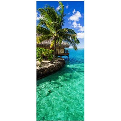Wallario Poster Karibisches Meer Einsame Hütte unter Palmen in Premiumqualität, Größe: 80 x 200 cm XXL-Poster Wallario Poster Karibisches Meer Einsame Hütte unter Palmen in Premiumqualität, Größe: 80 x 200 cm XXL-Poster