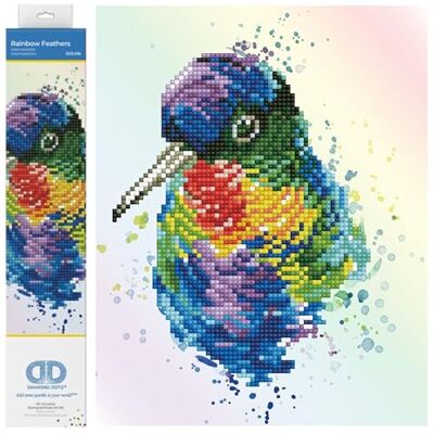 DIAMOND DOTZ DD5-056 Rainbow Feathers, ca. 22 x 27 cm groß, Diamond Painting, Malen mit Diamanten, funkelndes Bild zum Selbstgestalten, für Kinder und Erwachsene DIAMOND DOTZ DD5-056 Rainbow Feathers, ca. 22 x 27 cm groß, Diamond Painting, Malen mit Diamanten, funkelndes Bild zum Selbstgestalten, für Kinder und Erwachsene