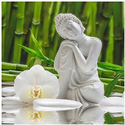 levandeo Glasbild 30x30cm Weiße Orchidee Bambus Buddha Wandbild Wanddeko Wellness Dekoration levandeo Glasbild 30x30cm Weiße Orchidee Bambus Buddha Wandbild Wanddeko Wellness Dekoration