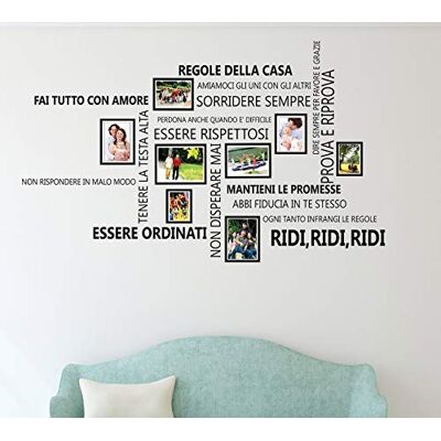 WALPLUS Wallflexi Familie Zitate Italienischer Vogelkäfig Wand Sticker mit Foto Holzrahmen, Vinyl Mehrfarbig, 90 X 30 X 0.05 CM WALPLUS Wallflexi Familie Zitate Italienischer Vogelkäfig Wand Sticker mit Foto Holzrahmen, Vinyl Mehrfarbig, 90 X 30 X 0.05 CM