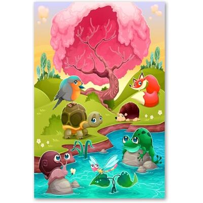 Postereck 1569 Wald, Kinderzimmer Fluss Tiere Plakat Comic Bunt Kinder Kinderzimmer Kinderbild Wandposter Fotoposter Bilder Wandbild Wandbilder Leinwand 100,0 cm x 75,0 cm Postereck 1569 Wald, Kinderzimmer Fluss Tiere Plakat Comic Bunt Kinder Kinderzimmer Kinderbild Wandposter Fotoposter Bilder Wandbild Wandbilder Leinwand 100,0 cm x 75,0 cm