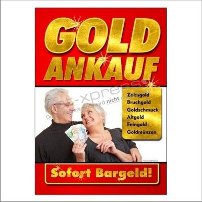 net-xpress Werbeschild für Goldankauf DIN A1, Werbeplakat Plakat Poster Gold Bargeld net-xpress Werbeschild für Goldankauf DIN A1, Werbeplakat Plakat Poster Gold Bargeld