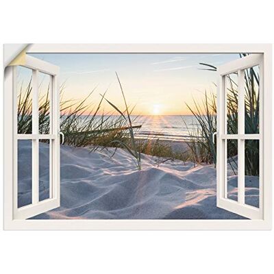 ARTLAND Wanddeko Wandtattoo selbstklebende Vinylfolie 100x70 cm Fensterblick Strand Meer Sand Ostsee Dünen Sonnenuntergang U1TZ ARTLAND Wanddeko Wandtattoo selbstklebende Vinylfolie 100x70 cm Fensterblick Strand Meer Sand Ostsee Dünen Sonnenuntergang U1TZ