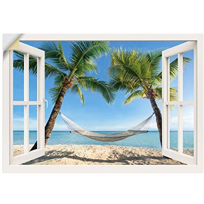 ARTLAND Wanddeko Wandtattoo selbstklebende Vinylfolie 130x90 cm Fensterblick Fenster Strand Karibik Meer Palmen Hängematte Südsee T4TQ ARTLAND Wanddeko Wandtattoo selbstklebende Vinylfolie 130x90 cm Fensterblick Fenster Strand Karibik Meer Palmen Hängematte Südsee T4TQ