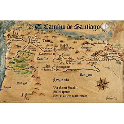 1art1 Jakobsweg Poster EL Camino De Santiago Anno 1445, Jon Mellenthin Plakat Bild 91x61 cm 1art1 Jakobsweg Poster EL Camino De Santiago Anno 1445, Jon Mellenthin Plakat Bild 91x61 cm