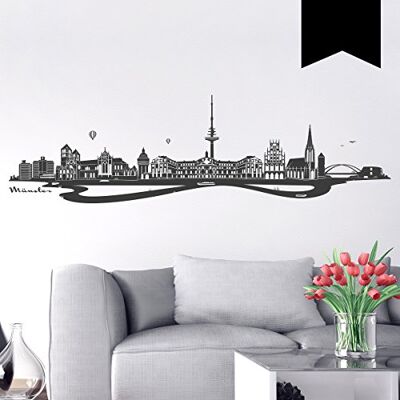 WANDKINGS Wandtattoo Skyline Münster (mit Sehenswürdigkeiten und Wahrzeichen der Stadt) 160 x 45 cm schwarz erhältlich in 33 Farben WANDKINGS Wandtattoo Skyline Münster (mit Sehenswürdigkeiten und Wahrzeichen der Stadt) 160 x 45 cm schwarz erhältlich in 33 Farben