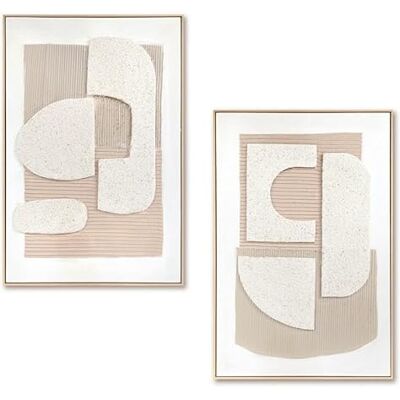 DRW Abstraktes Leinwandbild mit natürlichem Holzrahmen in Natur, Weiß und Beige, 92 x 62 x 4,5 cm DRW Abstraktes Leinwandbild mit natürlichem Holzrahmen in Natur, Weiß und Beige, 92 x 62 x 4,5 cm